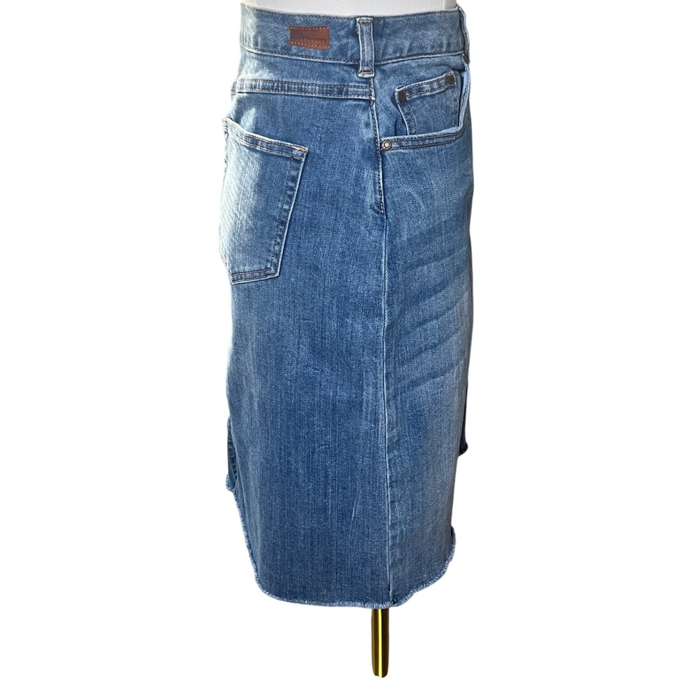 Sundance Denim Midi Skirt Raw Hem Blue 5 Pocket Western Women M - Picture 3 of 9